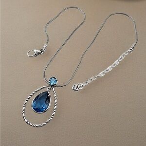 BRIGHTON YOUR TRUE COLOR JOYFUL Blue & Silver Pendant NECKLACE".
